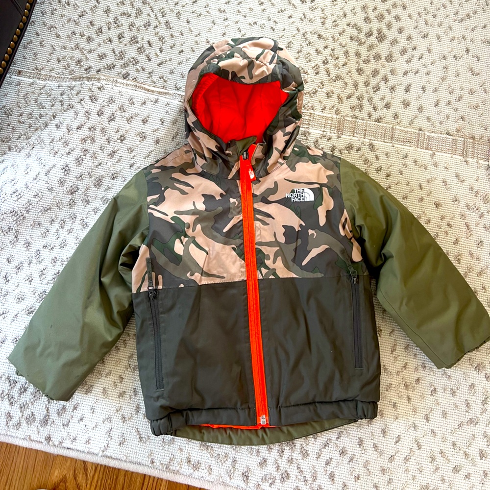 Boys 3T North Face Camo Sherpa Puffer Jacket